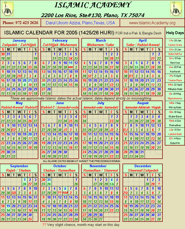 islamic calendar